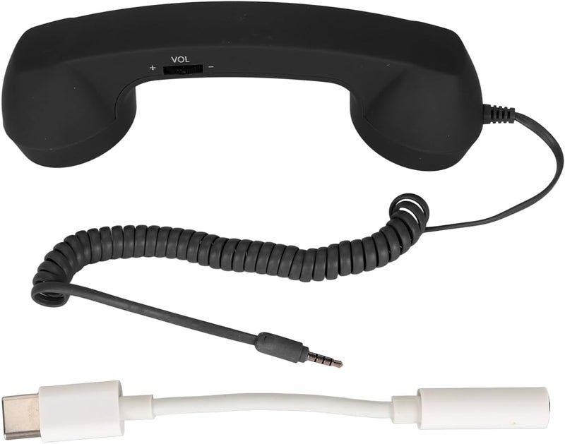 Beufee Telephone Handset for Cellphone, Retro Phone Handset with 3.5mm Jack Mobile Phone Receiver Old Telephone Headset Handheld Receiver for Cell Phone(Black) - Image 1